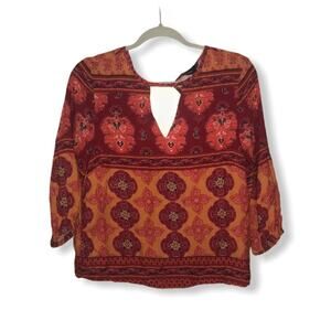 Mink Pink orange floral keyhole top medium NWT